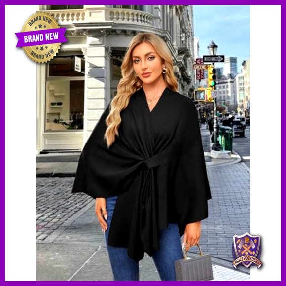 Soft Rayon Blend Poncho Shawl Wrap One Size Fits Most All Seasons - Picture 3 of 7